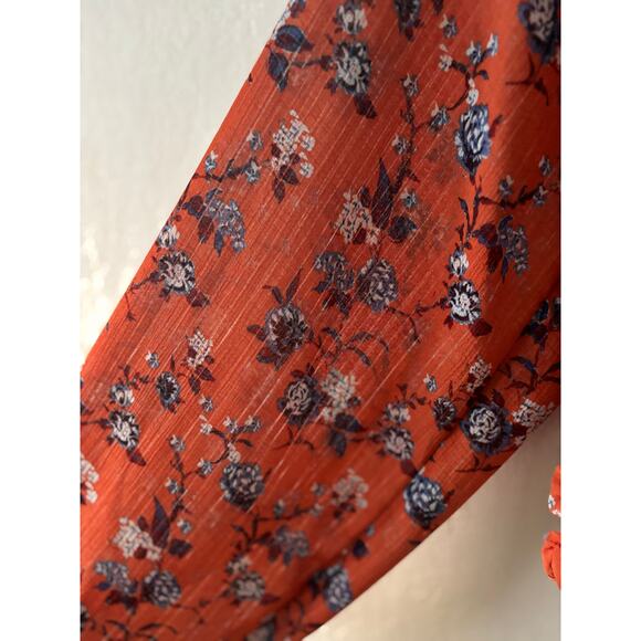 Free People Final Rose Chiffon Long Sleeve Blouse Crop Rust Size S $118 - Picture 6 of 7